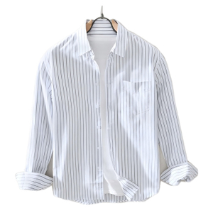 Casual Long Sleeve Striped Shirt with Chest Pocket