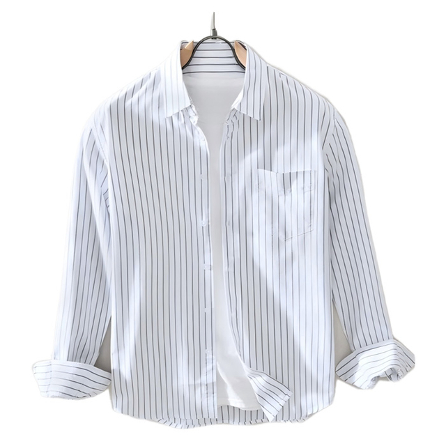 Casual Long Sleeve Striped Shirt with Chest Pocket