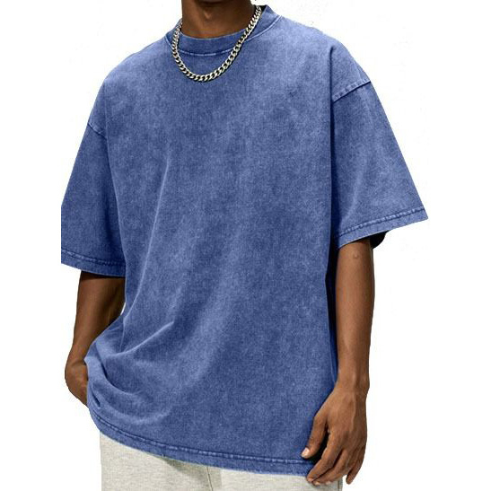Washed Out Blue Heavyweight Oversized Crew Neck Tee