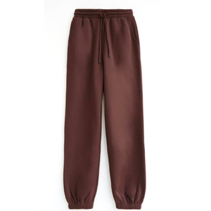 Brown Elastic Waist Cuffed Sweatpants