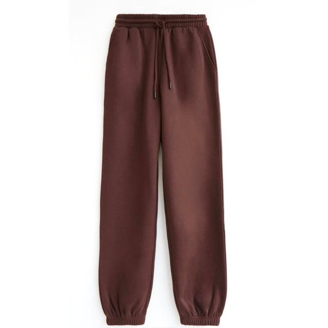 Brown Elastic Waist Cuffed Sweatpants