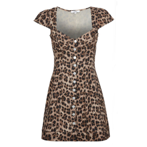 China Custom Leopard Print Button-Down Mini Dress Manufacturer