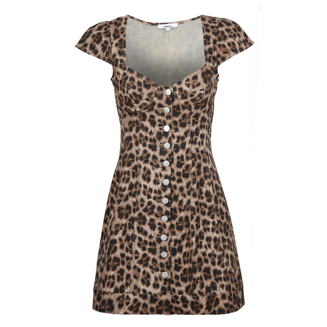 China Custom Leopard Print Button-Down Mini Dress Manufacturer