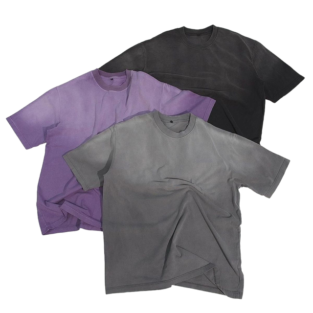 Customize Logo Multi-color Oversized Coffee Grey Black Dip Dye Tshirt Gradient