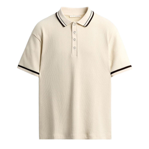 Ribbed Knit Polo Shirt with Contrast Trim Custom Factory