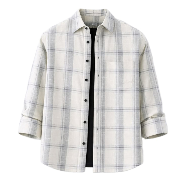 Oversized Plaid Linen Blend Shirt for Men