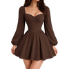 Custom Sweetheart Neck Puff Sleeve Mini Dress