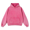 Vintage Washed Hot Pink Hoodie, 400GSM Heavyweight Cotton Oversized Unisex Hooded Sweatshirt