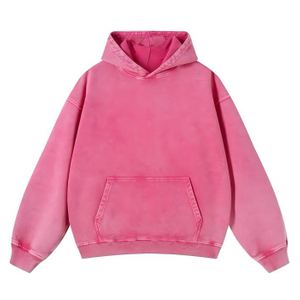 Vintage Washed Hot Pink Hoodie, 400GSM Heavyweight Cotton Oversized Unisex Hooded Sweatshirt