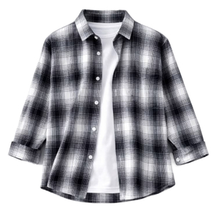 Oversized Black and White Checkered Flannel Shirt