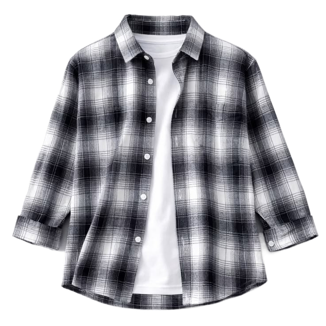 Oversized Black and White Checkered Flannel Shirt